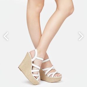 JustFab Augustina Braided Wedge White
